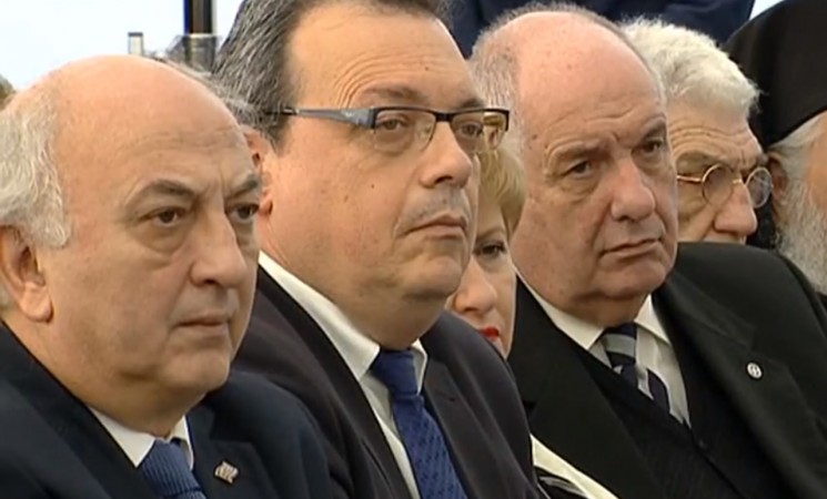 Στην τελετή τοποθέτησης του θεμελίου λίθου στον χώρο ανέγερσης του Μουσείου Ολοκαυτώματος στην Θεσσαλονίκη